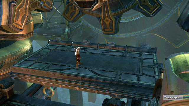 Use a gearwheel and jump onto a platform before it drives away - Lighting the Furnace - Chapter 23: The Furnace - God of War: Ascension - Game Guide and Walkthrough