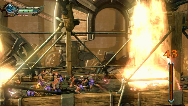 Moving right, youll be closed by flames on both sides - Onto the Furnaces Top - Chapter 23: The Furnace - God of War: Ascension - Game Guide and Walkthrough