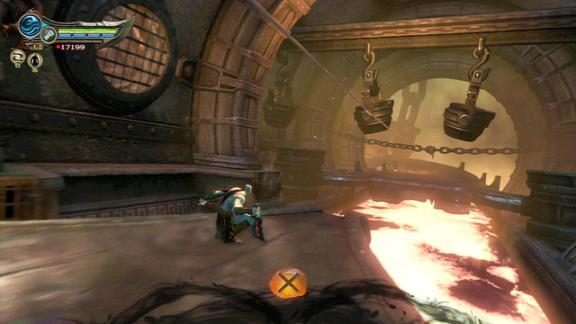 Now youll be sliding under the river of some hot substance - Walkthrough - Chapter 24: The Shoulder of Apollo - God of War: Ascension - Game Guide and Walkthrough