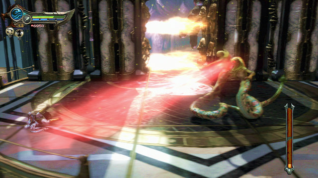 Now a series of fights during three elevator stops begin - Walkthrough - Chapter 28: The Trial of Archimedes - God of War: Ascension - Game Guide and Walkthrough