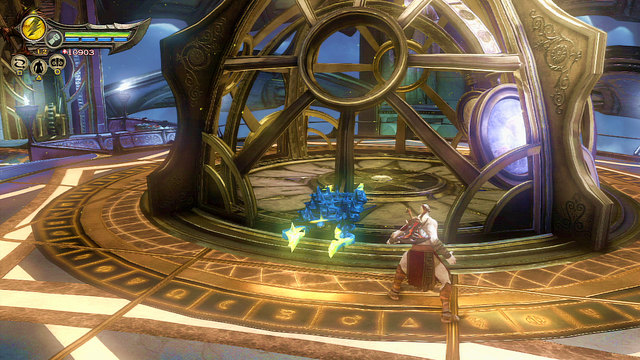 Approach the cage and find a lever closed inside a barrier - Walkthrough - Chapter 28: The Trial of Archimedes - God of War: Ascension - Game Guide and Walkthrough