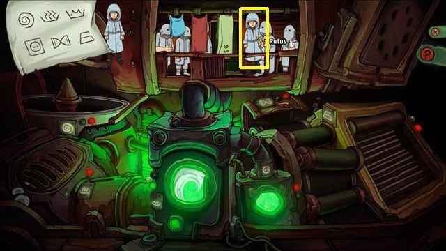 Click on each item to throw it into the washing machine: pillowcase, towel, sheet, Cletus clothes - Dress up as the cultists leader | Hotel Menetekel in Goodbye Deponia - Hotel Menetekel - Goodbye Deponia Guide