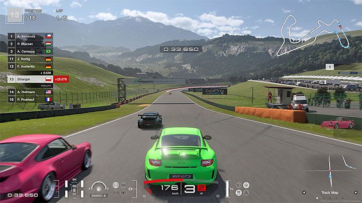 This camera is placed behind the vehicle and resembles a TPP view - Gran Turismo 7: Selecting the optimal camera mode - Basics - Gran Turismo 7 Guide