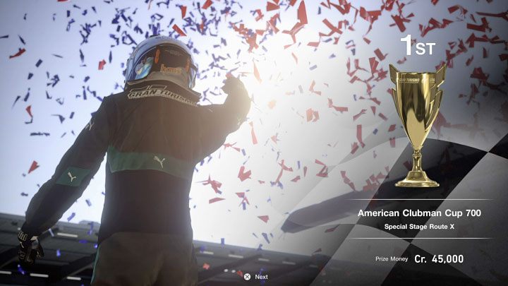 The race's duration depends on your car's maximum speed limit, and a vehicle with PP slightly higher than the recommeded 700 points should take around 4:40 to beat it - Gran Turismo 7: Grinding and earning credits - Special Stage Route X - Earning credits - Gran Turismo 7 Guide