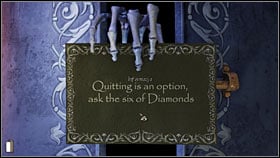 Take the third door on the right into the room of the Queen of Spades - Chapter 8 - p. 1 - Walkthrough - Gray Matter - Game Guide and Walkthrough