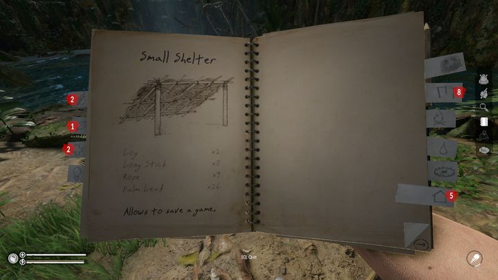 The buildings that allow you to save the game have the appropriate annotation in the notebook. - Green Hell: Saving in multiplayer - how to do it? - FAQ - Green Hell Guide