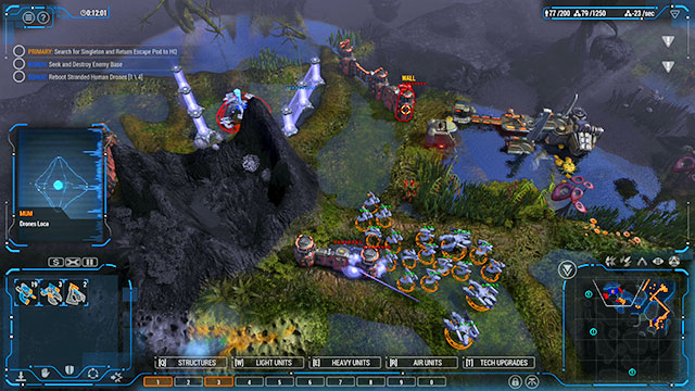 First of all, build two mines on the nearby deposit - Mission 7 - The Wetlands - Human campaign - Grey Goo - Game Guide and Walkthrough