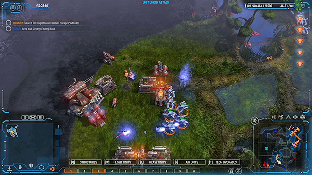 More or less, at this point, you should receive another secondary objective, whose completion makes the mission much easier - Mission 7 - The Wetlands - Human campaign - Grey Goo - Game Guide and Walkthrough