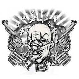 Clown Duel Wield Dollars tattoo - GTA Online: Awards - Basics - GTA 5 Guide