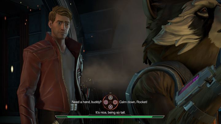 Unbuckle your belt and free yourself from the chair - Marvels Guardians of the Galaxy: An alien planet - Marvels Guardians of the Galaxy: Episode 1 - Tangled Up in Blue - Marvels Guardians of the Galaxy: The Telltale Series Game Guide