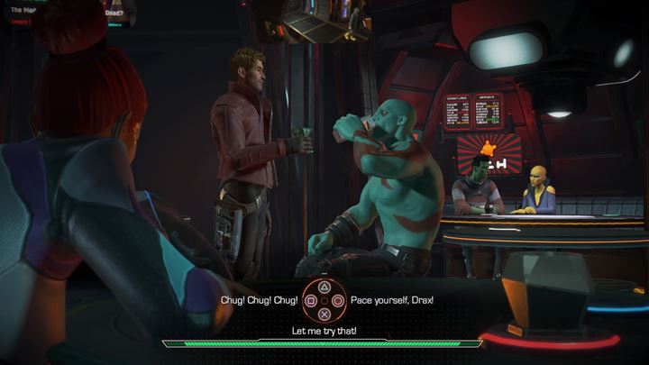 Youve used the opportunity to approach Drax - Marvels Guardians of the Galaxy: Knowhere - celebrating victory - Marvels Guardians of the Galaxy: Episode 1 - Tangled Up in Blue - Marvels Guardians of the Galaxy: The Telltale Series Game Guide