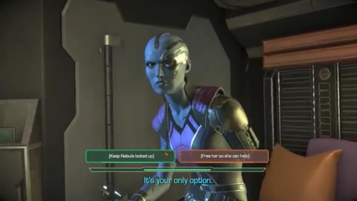 The last choice occurs at the end of Chapter 6 when the Guardians ship falls under enemies attack - Marvels Guardians of the Galaxy: Important choices Under Pressure - Marvels Guardians of the Galaxy: Episode 2 - Under Pressure - Marvels Guardians of the Galaxy: The Telltale Series Game Guide