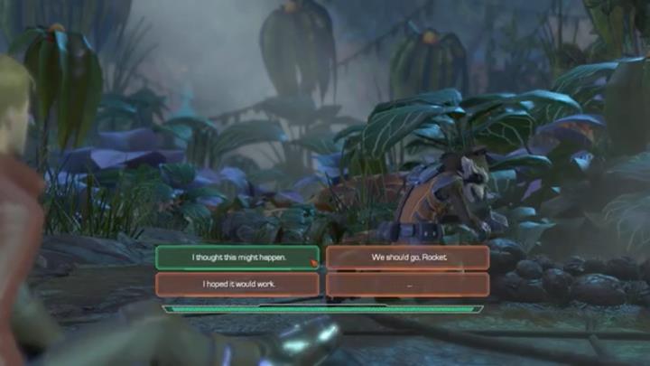 After you return to reality Peter will talk to Rocket about the vision - Marvels Guardians of the Galaxy: Chapter 3 - Every Picture Tells a Story - Marvels Guardians of the Galaxy: Episode 2 - Under Pressure - Marvels Guardians of the Galaxy: The Telltale Series Game Guide