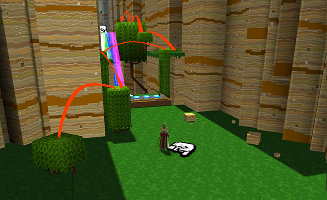 Series of jumps leading from checkpoint 3 to fourth hidden room - Checkpoint 2-3 - World 1 - Zone 1 (Sunny Glade) - Guild Wars 2: Super Adventure Box - Game Guide and Walkthrough