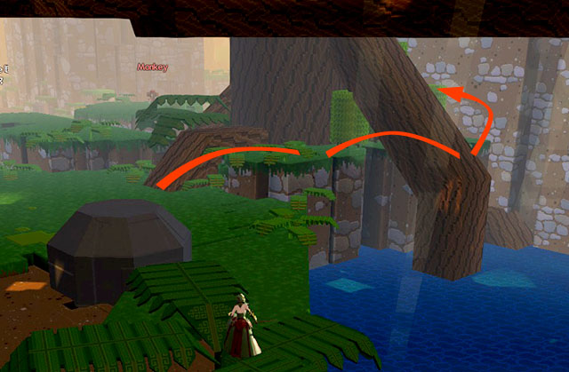 Series of jumps leading to Zone 2 shortcut - Checkpoint 2-3 - World 1 - Zone 2 (Dark Woods) - Guild Wars 2: Super Adventure Box - Game Guide and Walkthrough