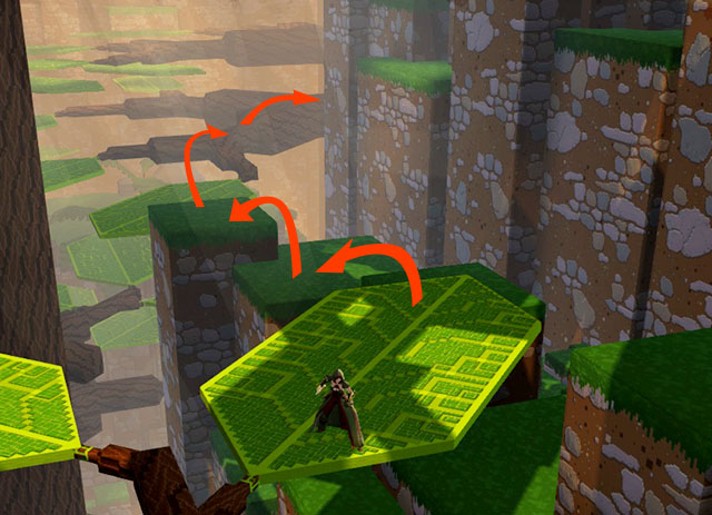 Leaf, islet, leaf again, and checkpoint is reached - Checkpoint 2-3 - World 1 - Zone 2 (Dark Woods) - Guild Wars 2: Super Adventure Box - Game Guide and Walkthrough