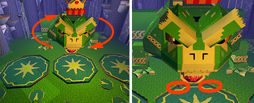 After turning the head boss will attack with his tongue, stand under his head to avoid damage - Boss attacks - World 1 - Zone 3: Fight with King Toad - Guild Wars 2: Super Adventure Box - Game Guide and Walkthrough