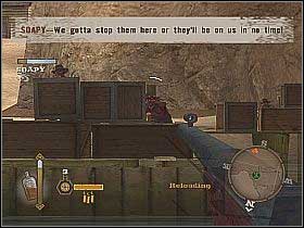 After fighting off the attack, jump down and quickly get on the horse and get rid of the enemies standing in the Soapys escape way - Save Soapy - Main Missions - GUN - Game Guide and Walkthrough