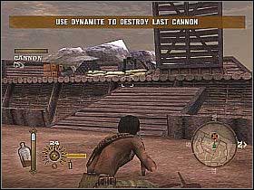 Turn the cannon to the south and shoot into the ammunitions composition - the explosion will create large hole in the wall - Attack the Fort - Main Missions - GUN - Game Guide and Walkthrough