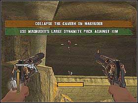 Return to the cannon, destroy the blockade and go through the tight, rocky passage - Magruders Mine - Main Missions - GUN - Game Guide and Walkthrough