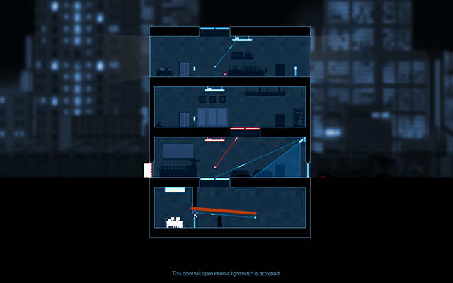 Now connect the only light switch in the room with the closed door - #7 - Gessler: Industrial Esponage - Walkthrough - Gunpoint - Game Guide and Walkthrough