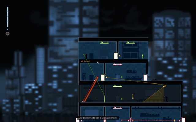 Use the staircase to get the on the floor below and connect the light switch with the Boobytrap located in the room that you've just opened - #11 - Gessler: Acquisitons - Walkthrough - Gunpoint - Game Guide and Walkthrough