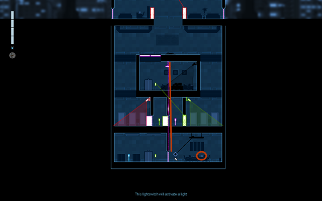 Now connect the sound sensor in that room with the violet closed door on the bottom (like on the picture above) - #16 - Mayfield: The Room - Walkthrough - Gunpoint - Game Guide and Walkthrough