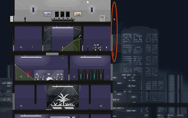 The next step will be collecting the laptop and activating the violet Circuit Box - #19 - Gessler: Come and fucking get me (The End) - Walkthrough - Gunpoint - Game Guide and Walkthrough