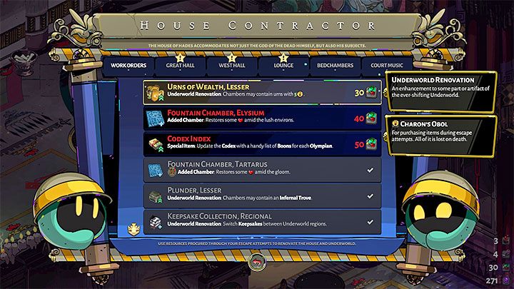 You can buy work orders involving urns from the House Contractor - Hades: Charons Obol, Nectar and Darkness - Basics - Hades Guide