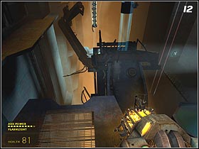 When you reach the end of the corridor, jump to the lower platform (#12) and immediately move to the sloping part of the construction to avoid falling down - Undue Alarm | Walkthrough - Walkthrough - Half-Life 2: Episode One Game Guide & Walkthrough