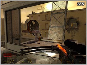Use the crowbar to destroy the plank that is blocking your way (#125) - Urban Flight | Walkthrough - Walkthrough - Half-Life 2: Episode One Game Guide & Walkthrough