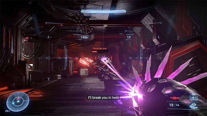 The fight gets more challenging near the end, as Escharum will start charging at you while swinging his Diminisher of Hope axe - Halo Infinite: House of Reckoning - walkthrough - Main missions - Halo Infinite Guide