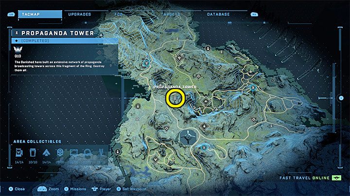 The tower is in the central part of the region, near the Excavation Site - Halo Infinite: Propaganda towers (Connections) - Connections - Halo Infinite Guide