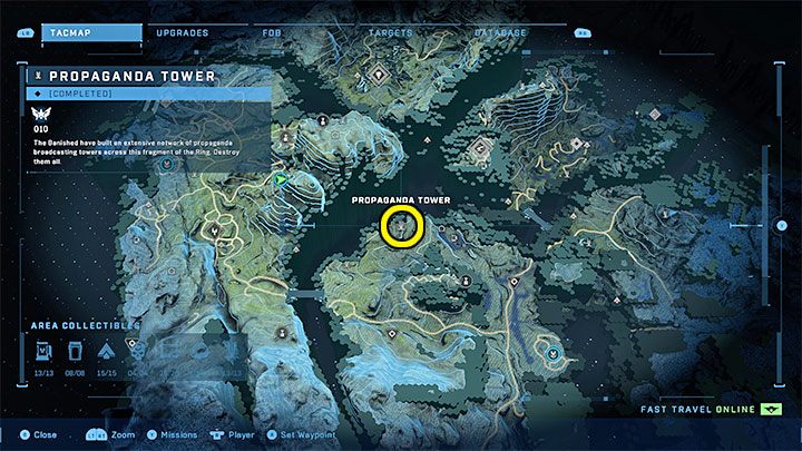 The tower is in the north-western part of the region - Halo Infinite: Propaganda towers (Reformation) - Reformation - Halo Infinite Guide