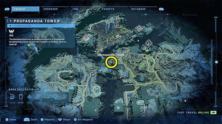 The tower is in the north-western part of the region, near the Graveyards - Halo Infinite: Propaganda towers (Reformation) - Reformation - Halo Infinite Guide