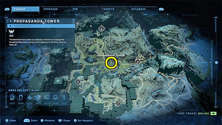 The tower is in the central part of the region - Halo Infinite: Propaganda towers (Reformation) - Reformation - Halo Infinite Guide