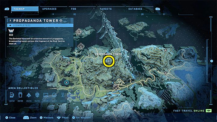 The tower is in the northern part of the region - Halo Infinite: Propaganda towers (Reformation) - Reformation - Halo Infinite Guide