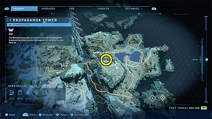The tower is in the north-eastern part of the region - Halo Infinite: Propaganda towers (Reformation) - Reformation - Halo Infinite Guide