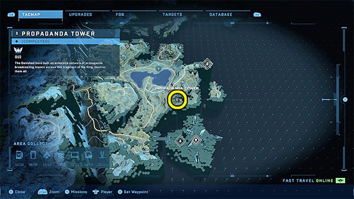 The tower is in the eastern part of the region - Halo Infinite: Propaganda towers (Reformation) - Reformation - Halo Infinite Guide