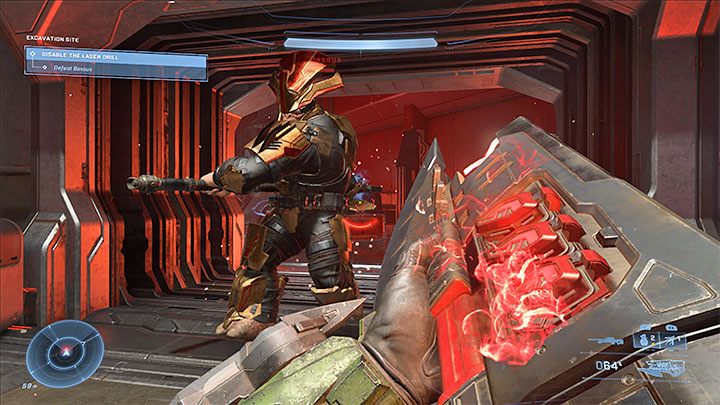 Bassus is equipped with a large Gravity Hammer which means you should keep him at a distance - Halo Infinite: Excavation Site - walkthrough, solution - Main missions - Halo Infinite Guide