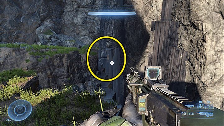 You will reach a small clearing surrounded by rocky shelves (picture 1) - Halo Infinite: Blind, 8th skull (open world) - location, where to find? - Skulls - Halo Infinite Guide