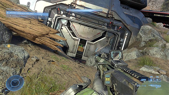 The core is located a short distance to the south-west of the enemy base's main buildings - Halo Infinite: Horn of Abolition (Connections) - collectibles, Spartan cores, Audio Logs - Connections - Halo Infinite Guide