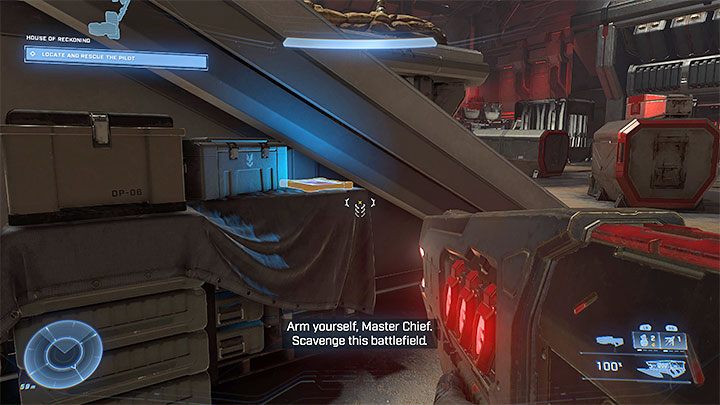 The audio log is in a large hangar which is the background to first practice battle against numerous opponents - Halo Infinite: House of Reckoning (Reckoning) - collectible list - Settlement - Halo Infinite Guide