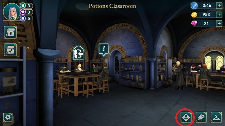 The bottom right corner of the screen contains three icons - Relationships in Harry Potter The Hogwarts Mystery - Basic tips - Harry Potter: The Hogwarts Mystery Game Guide