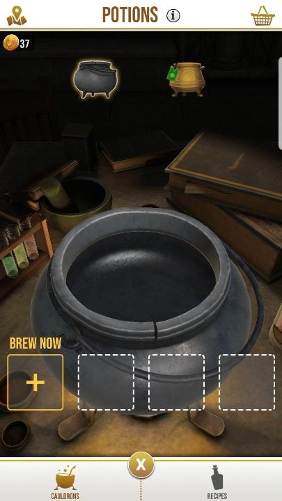 To brew a potion, click on an empty cauldron and select the recipe you want to use - Potions in Harry Potter Wizards Unite? - Basics - Harry Potter Wizards Unite Guide