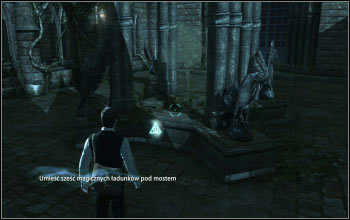 The characteristic character triangle has been hidden behind the fountain - Collectibles - A Job to Do - Harry Potter and the Deathly Hallows Part 2 - Game Guide and Walkthrough