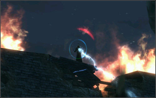 Afterwards you will enter the walls surrounding the courtyard, controlled by Voldemort's men (I'd suggest using Impedimento and/or Petrificus Totalus) - Walkthrough - The Battle of Hogwarts - Harry Potter and the Deathly Hallows Part 2 - Game Guide and Walkthrough