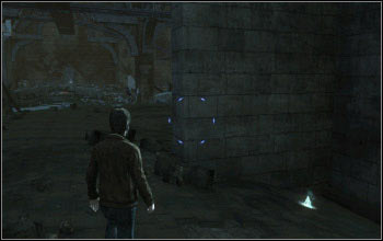 Inside the big ruined room, stick to the left side and you will bump into the third collectible - Collectibles - The Battle of Hogwarts - Harry Potter and the Deathly Hallows Part 2 - Game Guide and Walkthrough