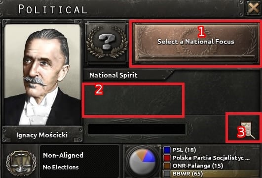 By using this tab you can impact the shape of politics of your country - Game interface - Basics - Hearts of Iron IV Game Guide