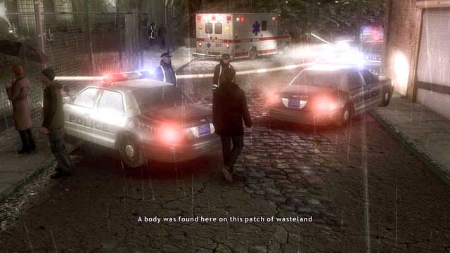 Go towards the crime scene by asking the policemen about Blake... - Crime Scene | Heavy Rain Walkthrough - Walkthrough - Heavy Rain HD Guide